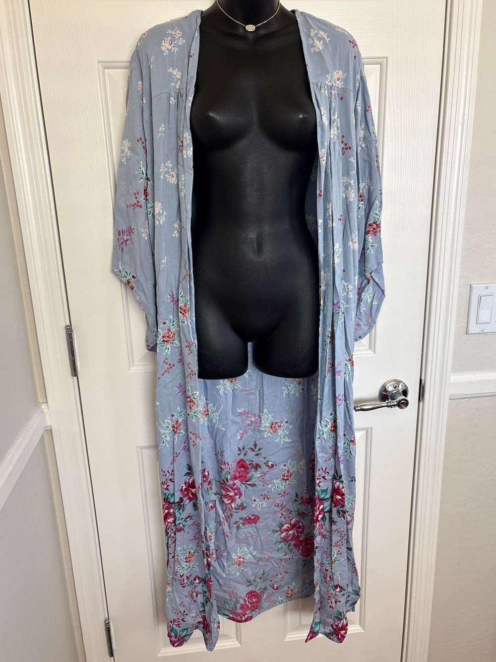 Angie Blue Floral Open Cardigan NWT